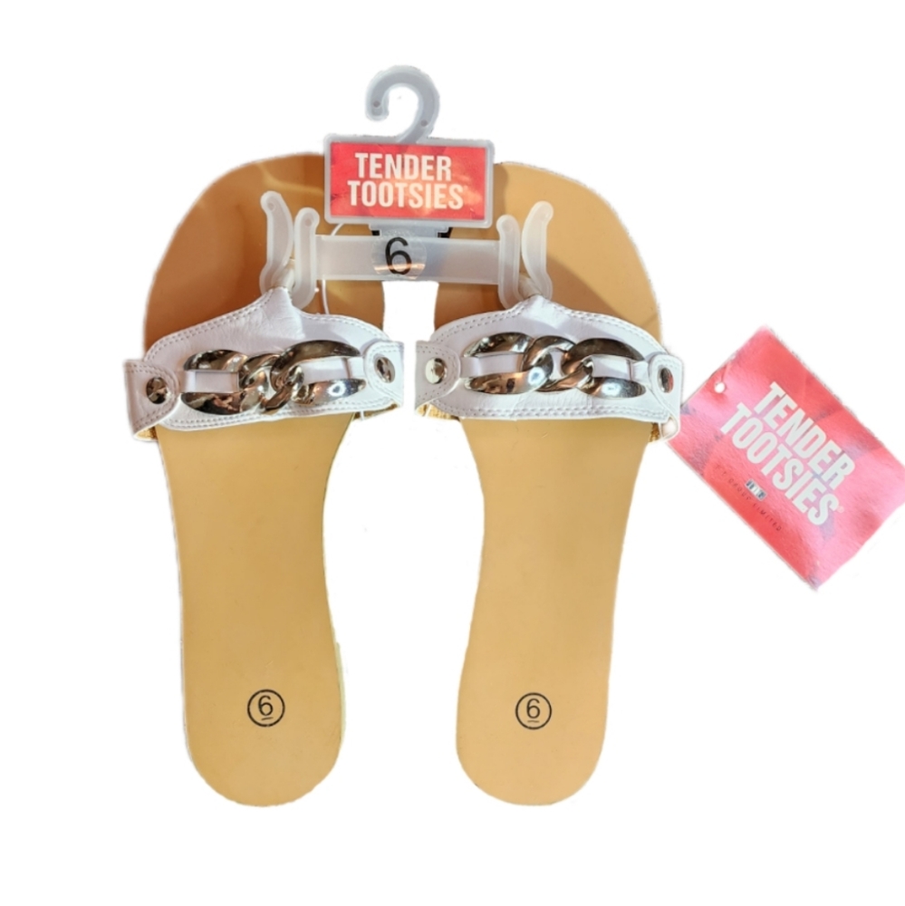 Tender Tootsies Sandals White Size 6